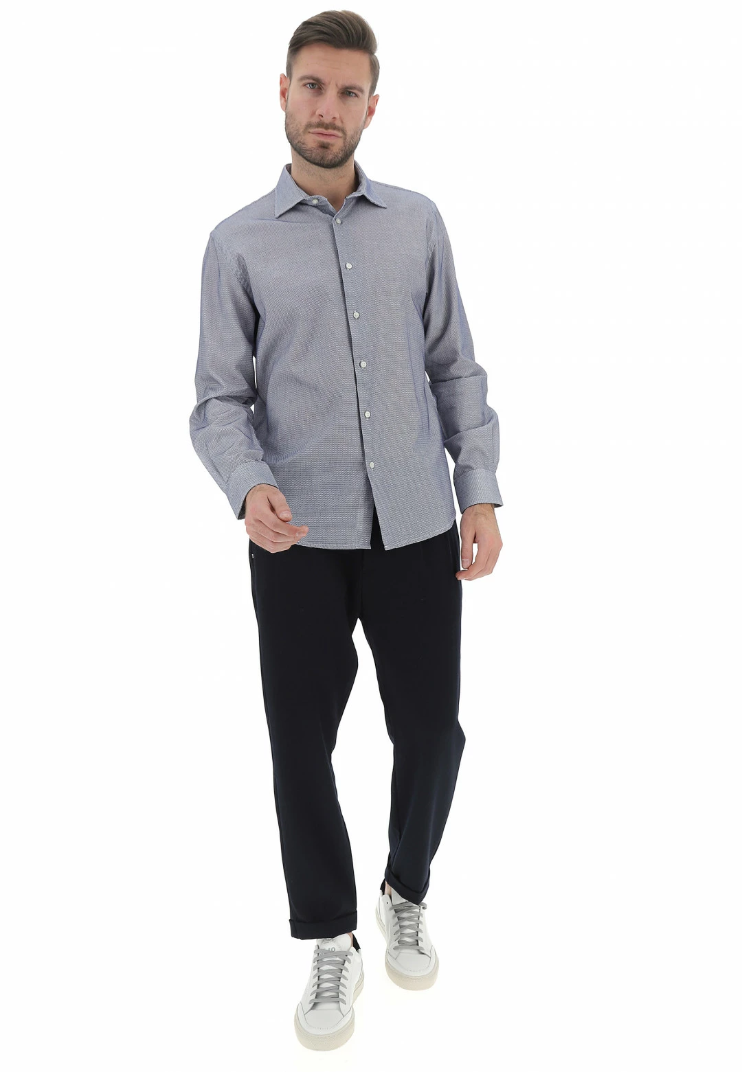 Camicia In Cotone Age In Microfantasia Con Collo Alla Francese 7 Camicia In Cotone Age In Microfantasia Con Collo Alla Francese - immagine 5