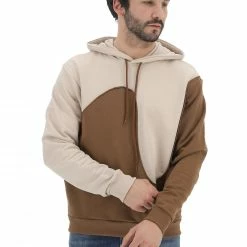 Felpa Con Cappuccio Age Uomo Made In Italy Bicolor Con Cuciture A Vista