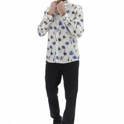 Camicia Age Uomo Con Fanatsia Floreale In Misto Lino E Cotone -Lacoste shop ea44d93c88a7f57882fcd1b1116b14cb