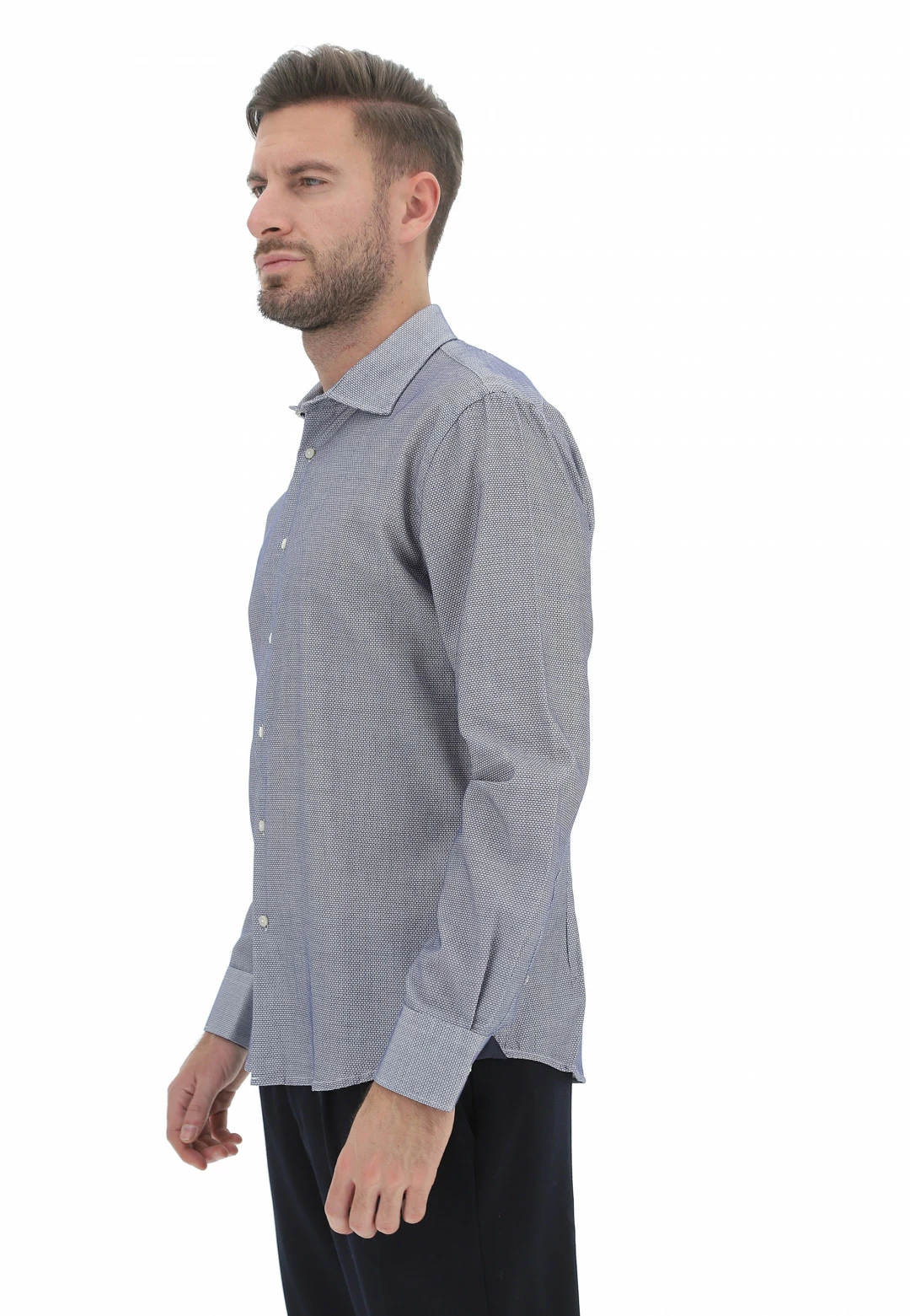 Camicia In Cotone Age In Microfantasia Con Collo Alla Francese 4 Camicia In Cotone Age In Microfantasia Con Collo Alla Francese - immagine 2