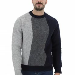 8.9 OTTOPUNTONOVE Maglione Girocollo 8.9 Con Rigoni Verticali Made In Italy