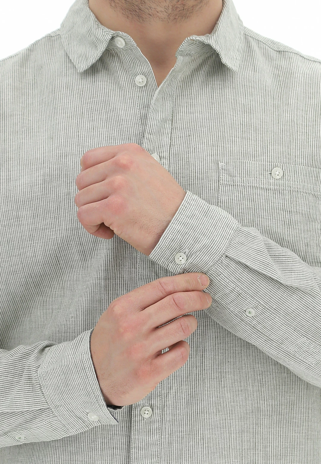 Camicia Blend Uomo Rigata All Over Con Taschino Sul Petto 7 Camicia Blend Uomo Rigata All Over Con Taschino Sul Petto - immagine 5