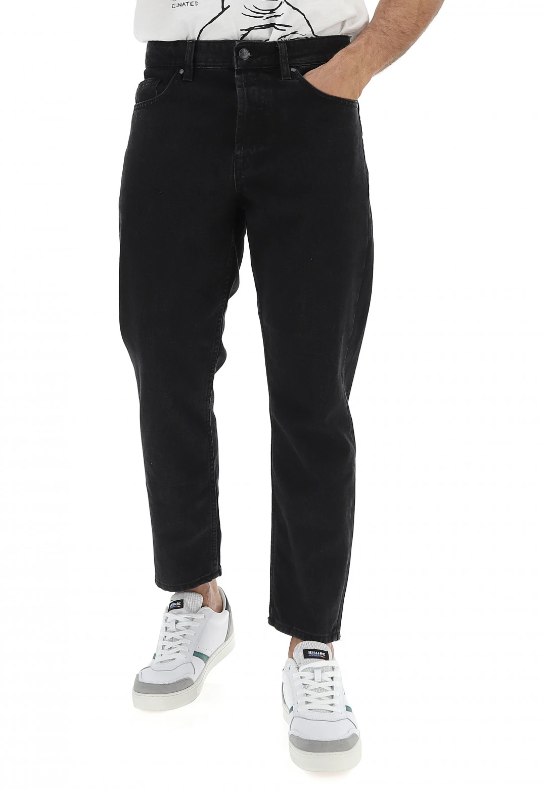 ONLY E SONS Jeans Uomo Only 22022962 Mod. Avi Cropped In Tinta Unita Nero 3 ONLY E SONS Jeans Uomo Only 22022962 Mod. Avi Cropped In Tinta Unita Nero