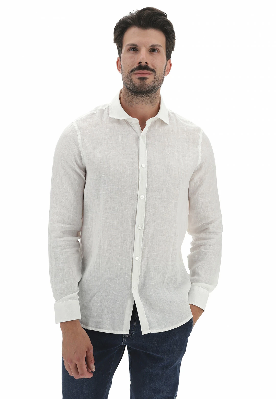 EKS Camicia In Lino Manica Lunga èks Uomo 3 EKS Camicia In Lino Manica Lunga èks Uomo