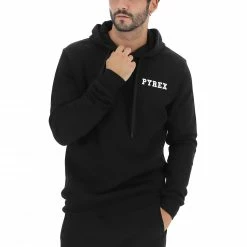 Felpa Pyrex Felpata Con Cappuccio E Stampa Gommata